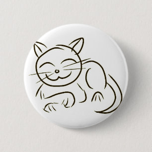 Chapa Redonda De 5 Cm Dibujo lineal del gatito