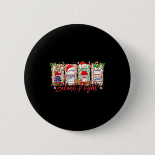 Chapa Redonda De 5 Cm Dibujos divertidos de Navidad Enfermera Noche Sile