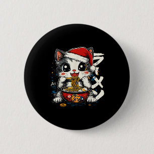 Chapa Redonda De 5 Cm Dibujos divertidos de Navidad Santa Gato Ramen Jap