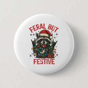 Chapa Redonda De 5 Cm Dibujos divertidos de Santa navideño pero salvaje 