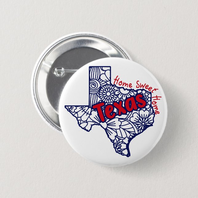 Chapa Redonda De 5 Cm Dibujos Florales de Texas   (Anverso y reverso)