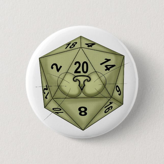 Chapa Redonda De 5 Cm Dice. Gato. D20. Comprobación de percepción (Anverso)