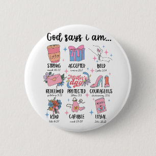 Chapa Redonda De 5 Cm Dice que soy Día de la Madre cristiana motivación 