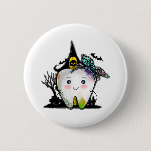 Chapa Redonda De 5 Cm Diente de Halloween