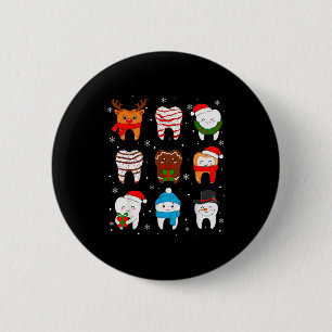 Chapa Redonda De 5 Cm Dientes divertidos de Navidad dental Cute Xmas Den