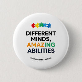 Chapa Redonda De 5 Cm Different Minds Amazing Abilities Awareness Art