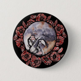 Chapa Redonda De 5 Cm Diluir Calico Kitty Cat Red Poppy Flores Gatos