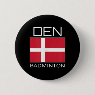 Chapa Redonda De 5 Cm Dinamarca Equipo de Badminton Atleta Danés Bandera