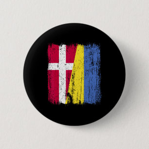 Chapa Redonda De 5 Cm Dinamarca Ucrania Media Bandera Danesa Herencia Uc