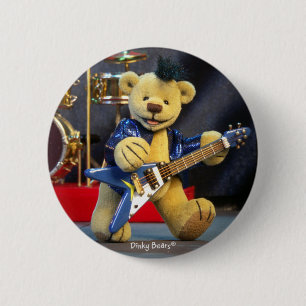 Chapa Redonda De 5 Cm Dinky Bears: Estrella del rock