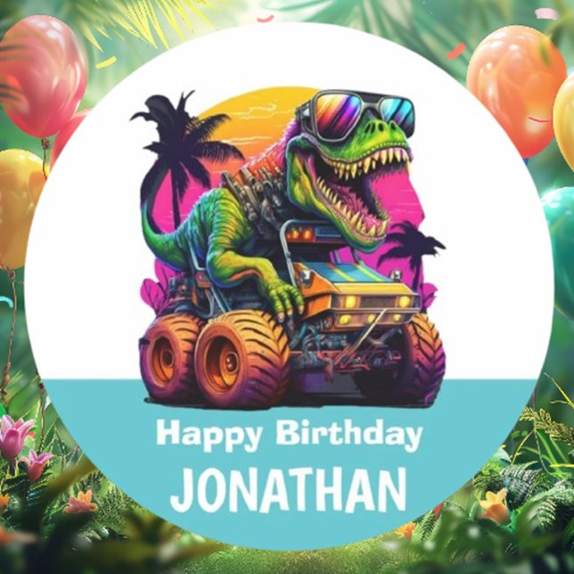 Chapa Redonda De 5 Cm Dino-Mite MONSTER TRUCK Fiesta de cumpleaños (Make your little one’s birthday unforgettable with our Dino-Mite MONSTER TRUCK party button! )