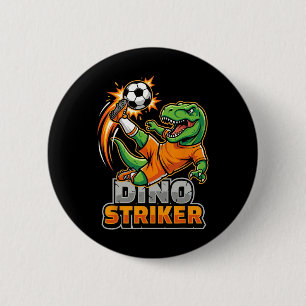 Chapa Redonda De 5 Cm Dino Striker T-rex Patada de Fútbol Dinosaurio Div