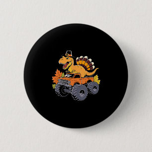 Chapa Redonda De 5 Cm Dinosaur Acción de Gracias Niños Dino T Rex Monstr