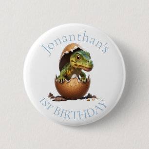 Chapa Redonda De 5 Cm Dinosaur Boy Blue Birday