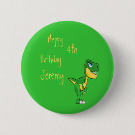 Chapa Redonda De 5 Cm Dinosaur Green Cute Boys Age Birday