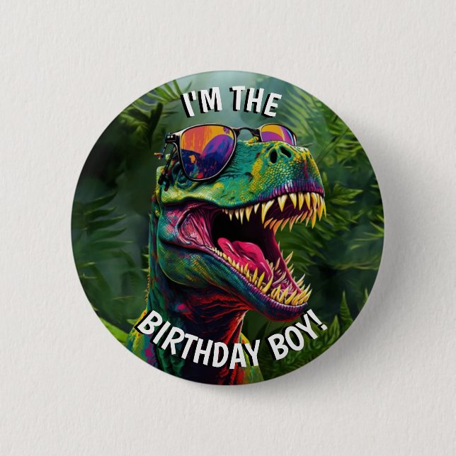 Chapa Redonda De 5 Cm Dinosaur Guay BIRTHDAY Boy (Anverso)
