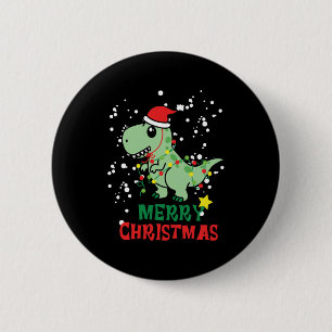 Chapa Redonda De 5 Cm Dinosaur Merry Christmas