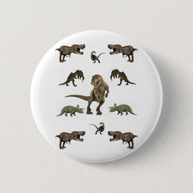 Chapa Redonda De 5 Cm Dinosaur Pin (Anverso)