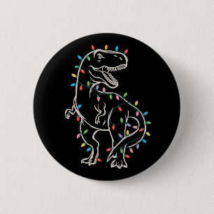 Chapa Redonda De 5 Cm Dinosaur T-rex Árbol Navidad Xmas Mascota Dino Tre