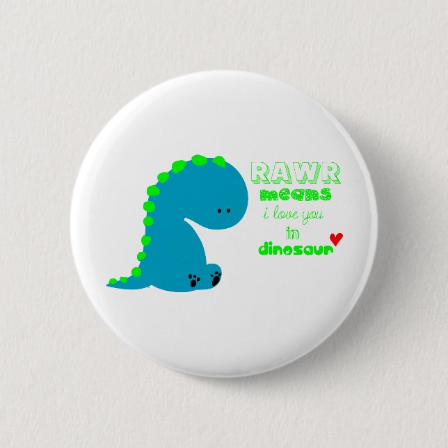 Chapa Redonda De 5 Cm Dinosaurio Adorable RAWR (Anverso)