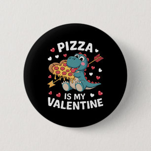 Chapa Redonda De 5 Cm Dinosaurio Adorable Sosteniendo Pizza Para Un Dive