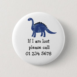 Chapa Redonda De 5 Cm Dinosaurio azul, emergencia infantil, seguridad