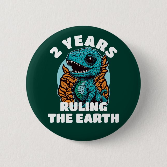 Chapa Redonda De 5 Cm Dinosaurio bebé 2 años cumpleaños (Anverso)