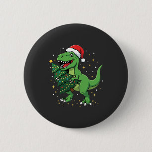Chapa Redonda De 5 Cm Dinosaurio de Navidad Santa T Rex
