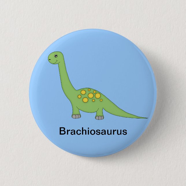 Chapa Redonda De 5 Cm Dinosaurio del Brachiosaurus (Anverso)