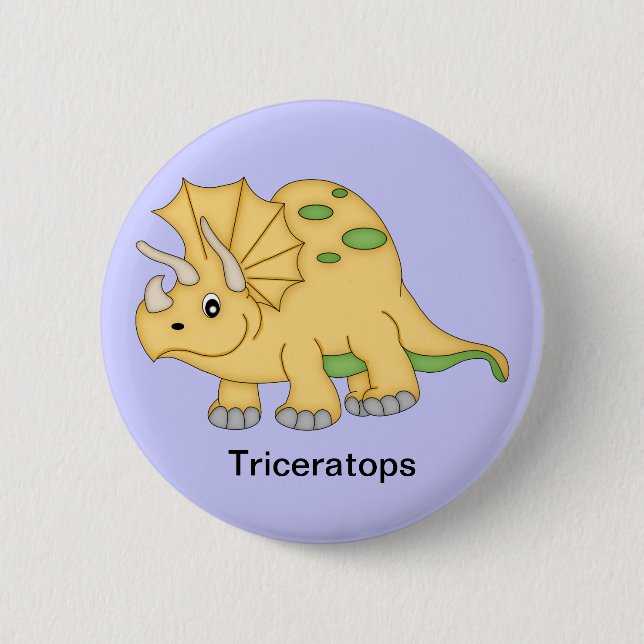 Chapa Redonda De 5 Cm Dinosaurio del Triceratops (Anverso)