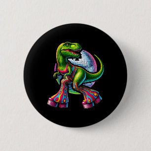 Chapa Redonda De 5 Cm Dinosaurio Divertido Bailando 