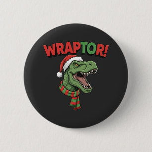 Chapa Redonda De 5 Cm Dinosaurio divertido de Navidad WRAPTOR T-Rex Somb