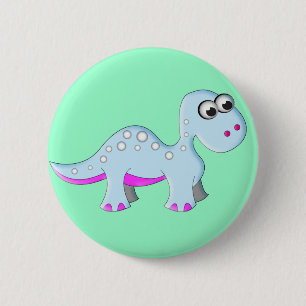 Chapa Redonda De 5 Cm Dinosaurio lindo del dibujo animado