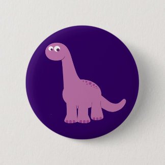 Chapa Redonda De 5 Cm Dinosaurio púrpura del Brontosaurus