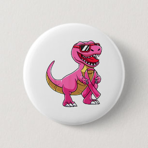 Chapa Redonda De 5 Cm Dinosaurio T Rex Conciencia sobre el cáncer de mam