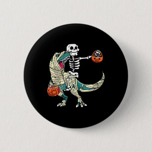 Chapa Redonda De 5 Cm Dinosaurio T Rex Momia Montada Halloween Calabaza