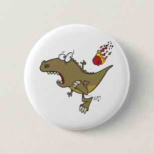 Chapa Redonda De 5 Cm dinosaurio t-rex tonto que esquiva meteorito dibuj