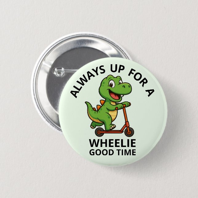 Chapa Redonda De 5 Cm Dinosaurio Verde Adorable (Anverso y reverso)