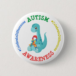 Chapa Redonda De 5 Cm Dinosaurios de sensibilización sobre el autismo
