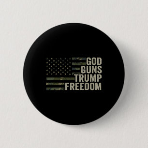 Chapa Redonda De 5 Cm Dios Armas Trump Libertad - Camuflaje Divertido Pr