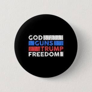 Chapa Redonda De 5 Cm Dios Armas Trump Libertad - Divertido Usa Trump