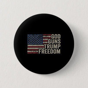 Chapa Redonda De 5 Cm Dios Armas Trump Libertad - Pro Armas Bandera De U