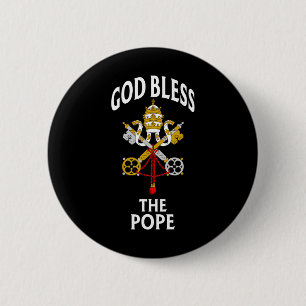 Chapa Redonda De 5 Cm Dios bendiga al Papa Vaticano Escudo Oración Catól