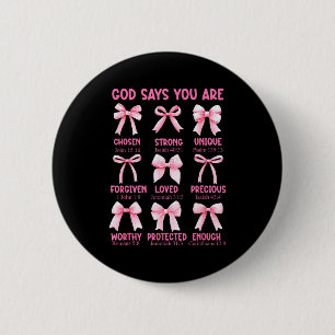 Chapa Redonda De 5 Cm Dios Dice Que Eres Coqueta Lazo Rosa Biblia Cristi