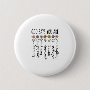 Chapa Redonda De 5 Cm Dios dice que eres diseño vectorial cristiano flor