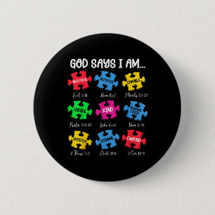 Chapa Redonda De 5 Cm Dios dice que soy biblia contra autismo cristiano