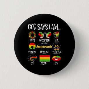 Chapa Redonda De 5 Cm Dios dice que soy cristiano Melanin Black History