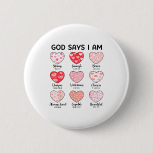 Chapa Redonda De 5 Cm Dios dice que soy fe cristiana corazón San Valentí