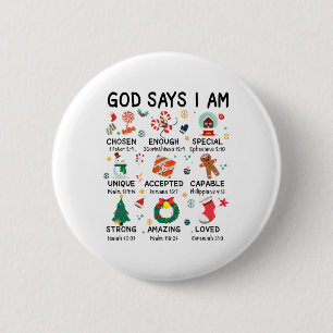 Chapa Redonda De 5 Cm Dios dice que soy Navidades amables Navidad Niños