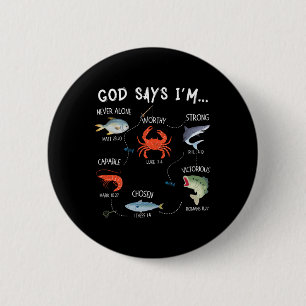Chapa Redonda De 5 Cm Dios dice que soy pescador Cristiano Fisher Versíc